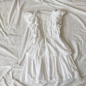 Japna Elegant White Ruffled Kids Dress
